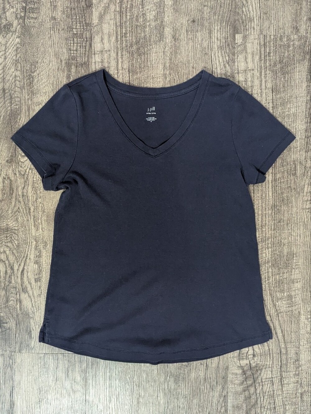 J. Jill Navy Pima Cotton V-Neck Short Sleeve Top
